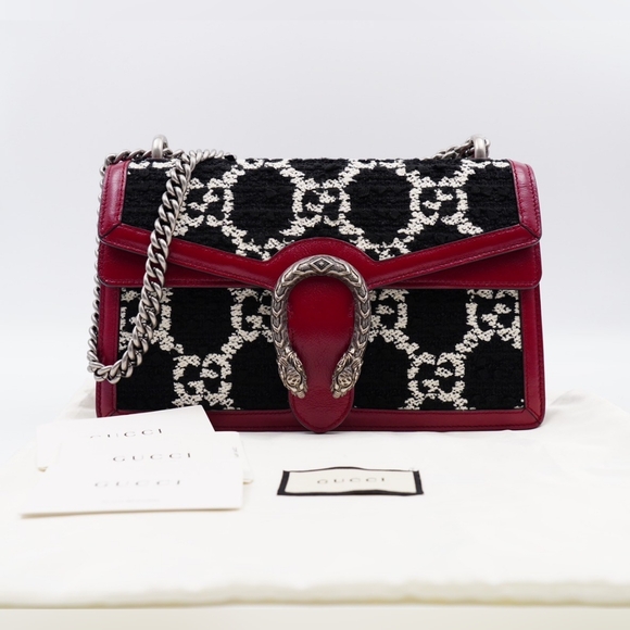 ❌️❌️SOLD❌️❌️AU16❤️ GUCCI Tweed GG Monogram Dionysus Shoulder Bag Black - Picture 2 of 15